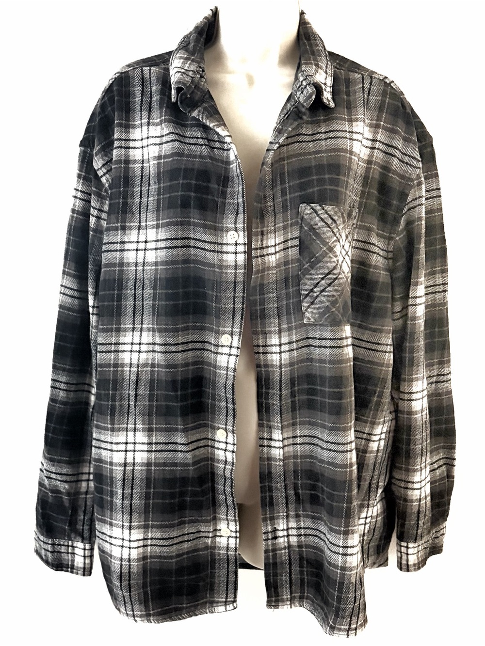 H&M Black and Gray Plaid Lightweight Shirt Jacket